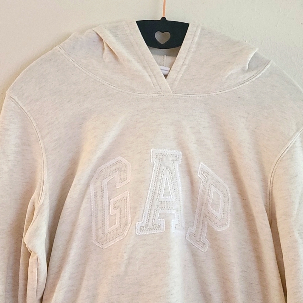 GAP Cream Heather Embroidered Hoodie